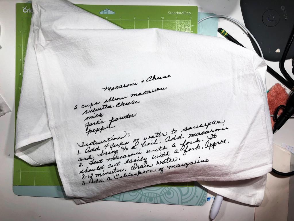 How to Make A Tea Towel with a Family's Member's Recipe Card, how to transfer a handwritten recipe card to a tea towel